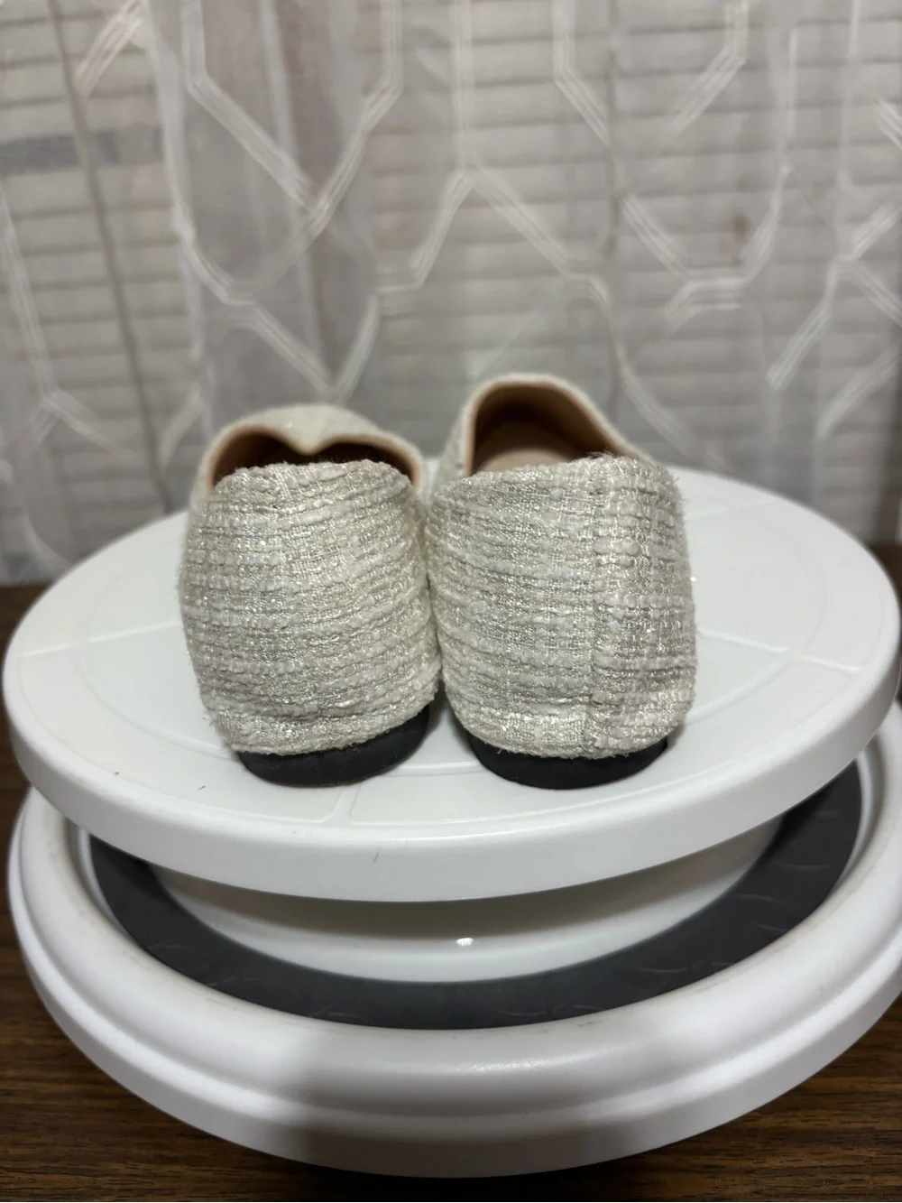 SHEIN Fashion Ivory Tweed Pointed Toe Ballet Flats - Women size 6